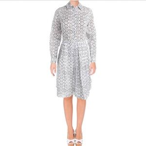 Ivanka Trump Womens Printed Fit & Flare Shirt Dress